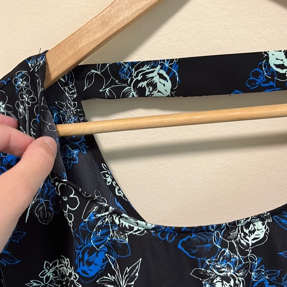 Candie’s Blue Floral Mini Dress | Lightweight Unlined Pull On Dress - Picture 3 of 14